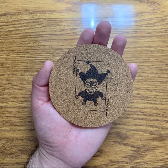 The Joker Card Laser Engraved Cork Coaster - Picture 6 of 6